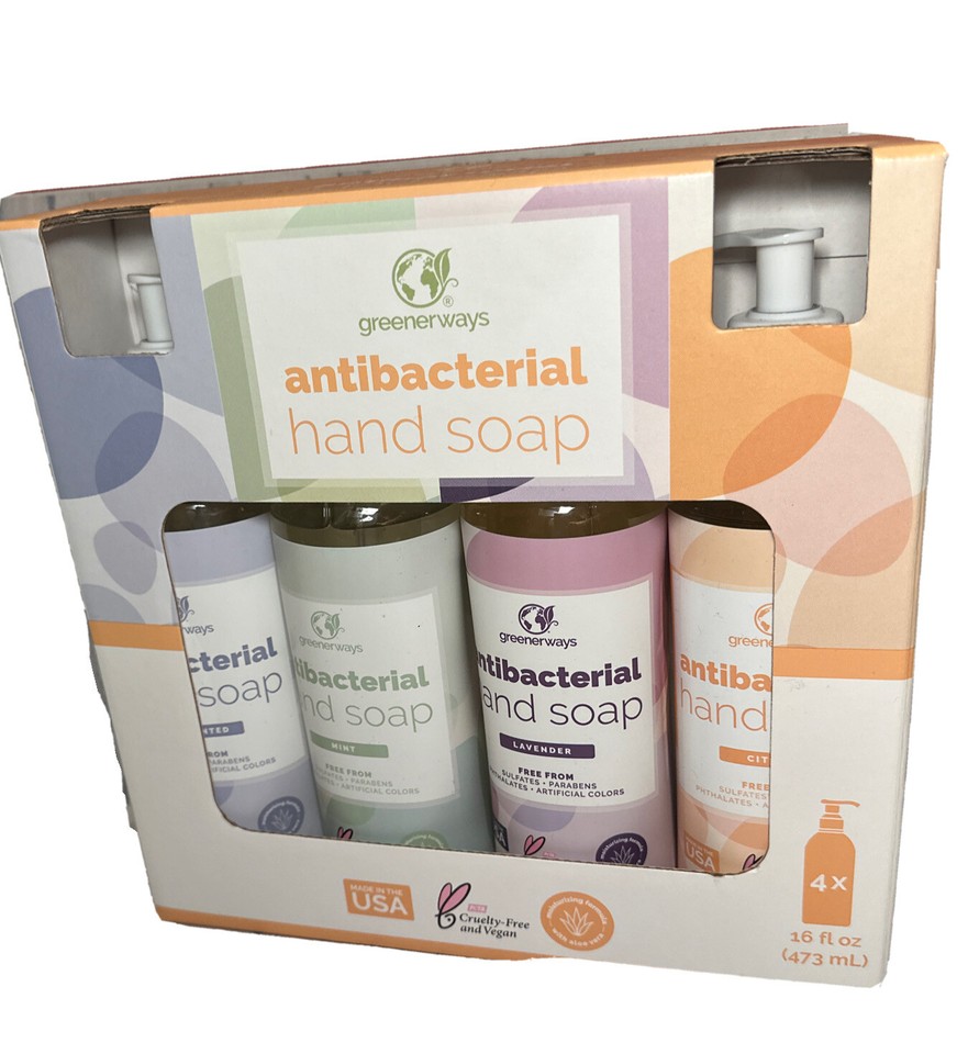 Greenerways Hand Soap (4 Pack 16oz each) vegan & Cruelty Free Hand soap