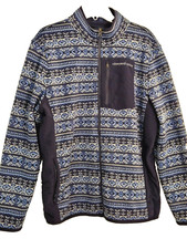 VINEYARD VINES Men's Size LG Blue Fair Isle Fleece Sweater Jacket Full Zip