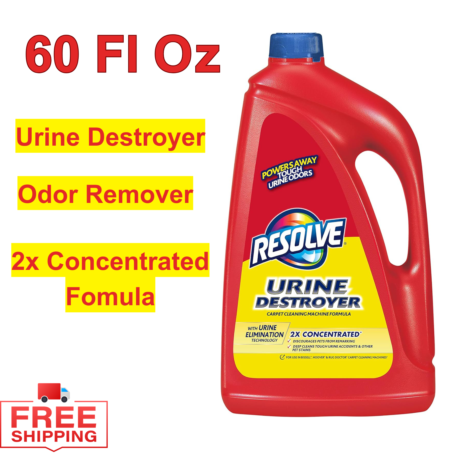 Powerful 60oz Carpet Cleaner Solution – Eliminates Stains, Urine Odors & More-image