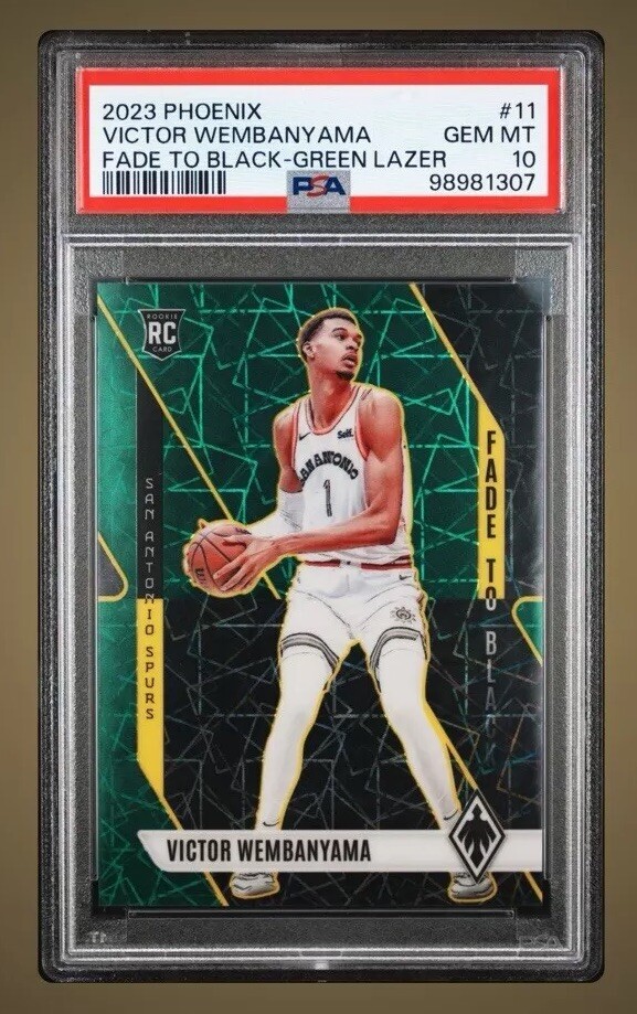 2023 Phoenix Victor Wembanyama Fade To Black Green Lazer /175 PSA 10 POP 1