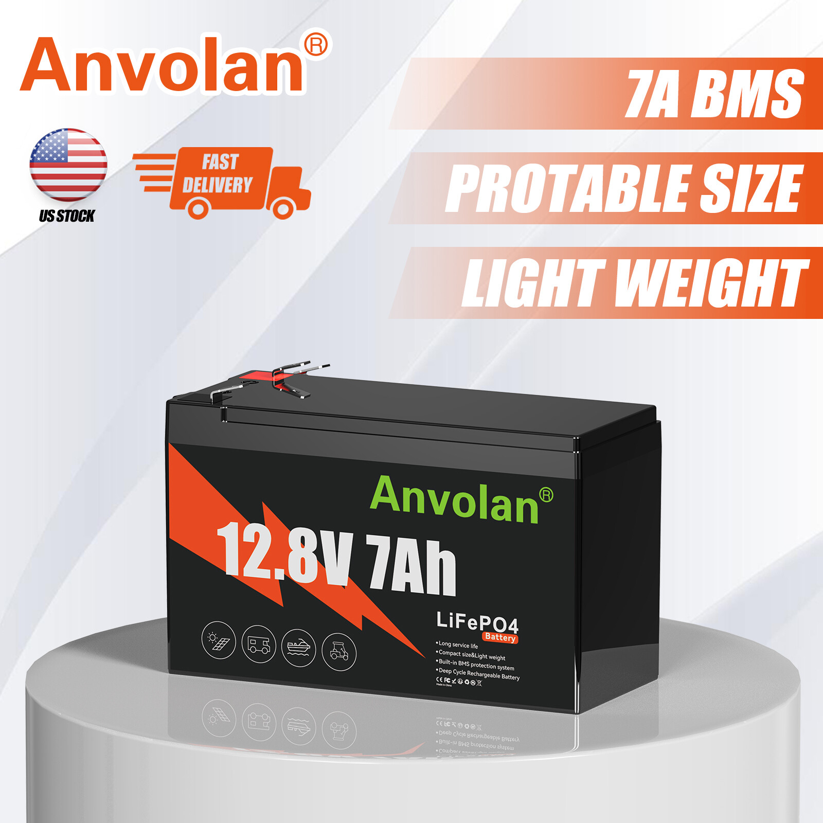 Maintenance-Free LiFePO4 Lithium Battery LFP 12V 10/20/100Ah Stable Power for RV