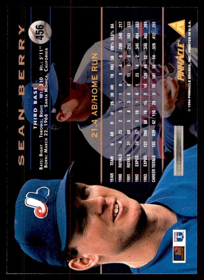 1994 PINNACLE SEAN BERRY MONTREAL EXPOS #456 - Image 2 of 2