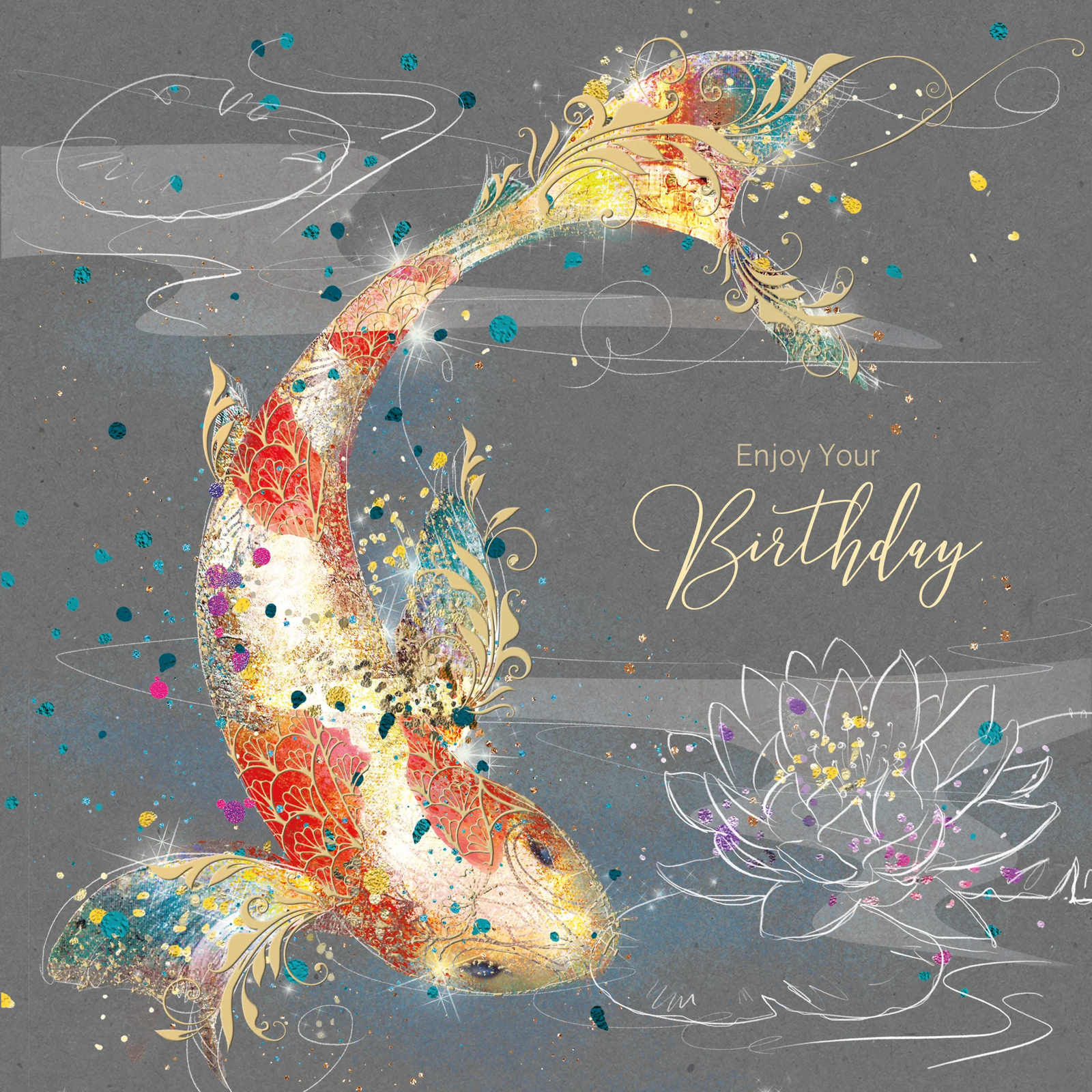 Birthday Card - Foil Finish - Cherry Orchard 6.2"" x 6.2""