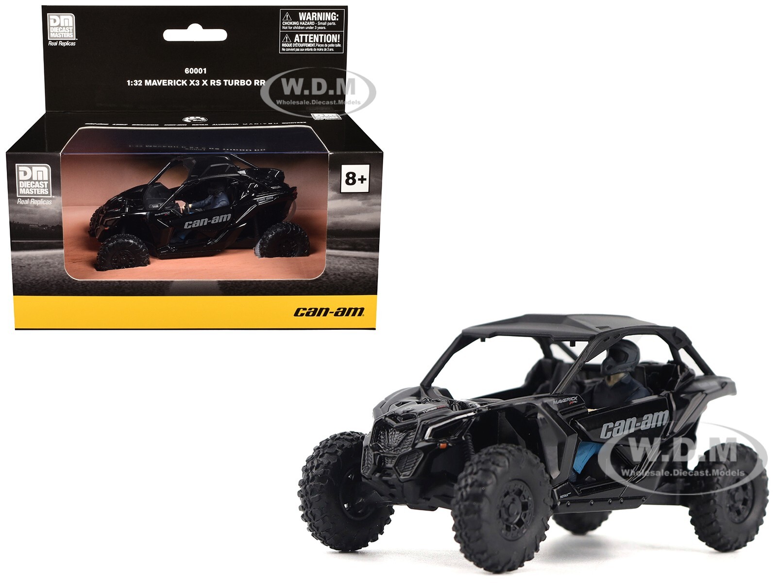CAN-AM MAVERICK X3 X RS TURBO RR TRIPLE BLACK с ДРАЙВЕРОМ 1/32 ОТ BRP MODELS 60001