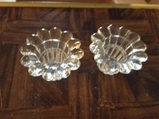 Pair of clear glass candlestick candle holders