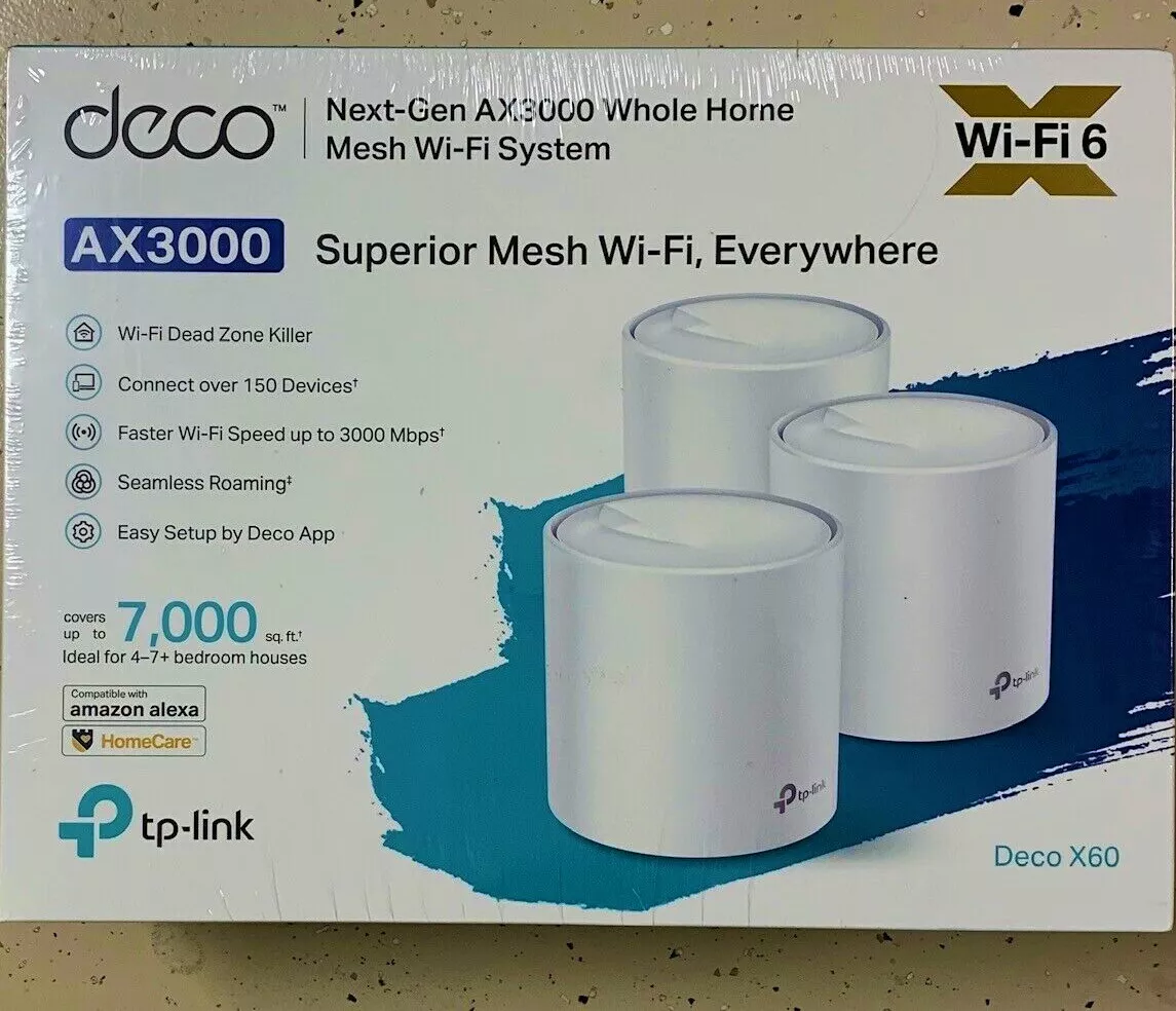 3-Pack Bundle TP-Link Deco X60 WiFi 6 Router AX3000 Whole Home Mesh Wi-Fi  System