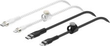 Belkin 2 Pack Boost Charge Pro Flex USB-C to iPhone Cable Black White & Black