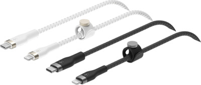 Belkin 2 Pack Boost Charge Pro Flex USB-C to iPhone Cable Black White & Black