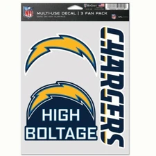 LOS ANGELES CHARGERS 3 PIECE MULTI-USE DECAL FAN PACK NFL LICENSED