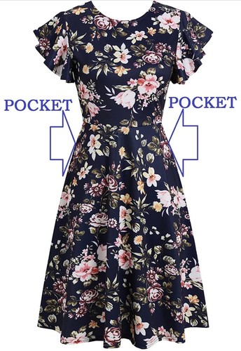 HELYO Women's Semi-Formal Ruffle Sleeves V-Back Work Fit and Flare Cocktail/wedd - Picture 11 of 12