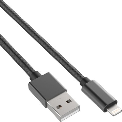 3x InLine Lightning MFi-Certified USB Kabel, für iPad, iPhone, schwarz/Alu, 1m