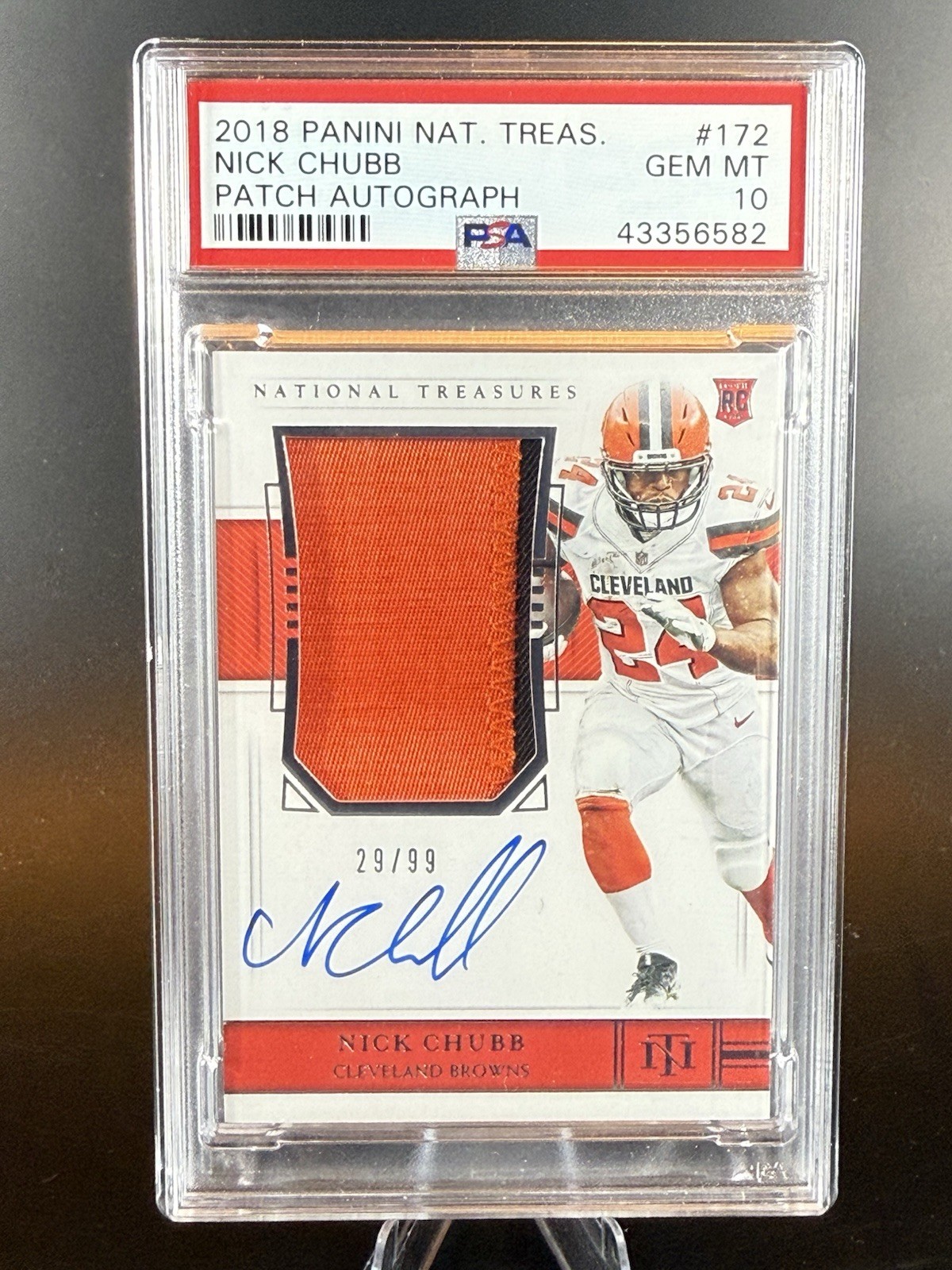 NICK CHUBB 2018 National Treasures 172 RPA RC Rookie Patch AUTO 29/99 PSA 10
