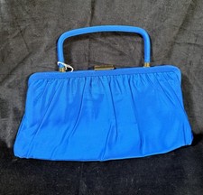 Vntg 1960s Garay Royal Blue Satin Evening Bag Purse w/ Original Tags/Labels B6 