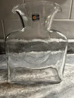 Vintage Blenko Clear Glass Square Pitcher 2 Sided Spout Carafe Jug