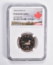 1990 PF69 UCAM Canadian $1 Dollar NGC Canada Lbl *5184
