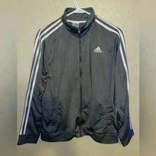 Adidas Track Jacket XL (18/20) Gray White Stripe Full Zip Athletic Coat