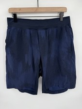 Lululemon T.H.E. Short Men  s Linerless 9  Drawstring Size Large Blue Geometric