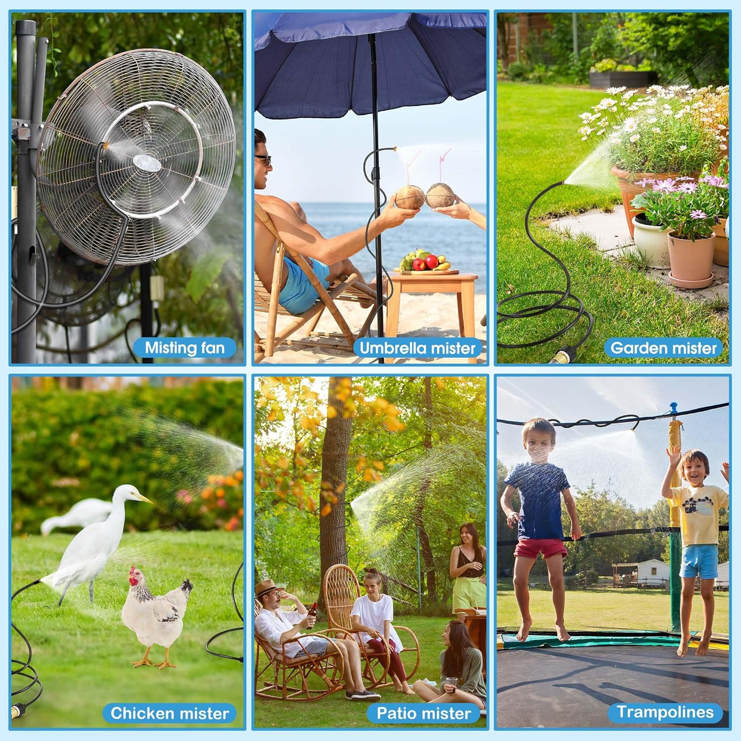Hose Misters for outside Patio, 60 Inch Flexible Misting System Cooling Stand Po