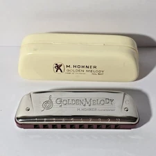 Vintage M. Hohner Golden Melody Harmonica No. 542 - Key of C w/ Case - Germany