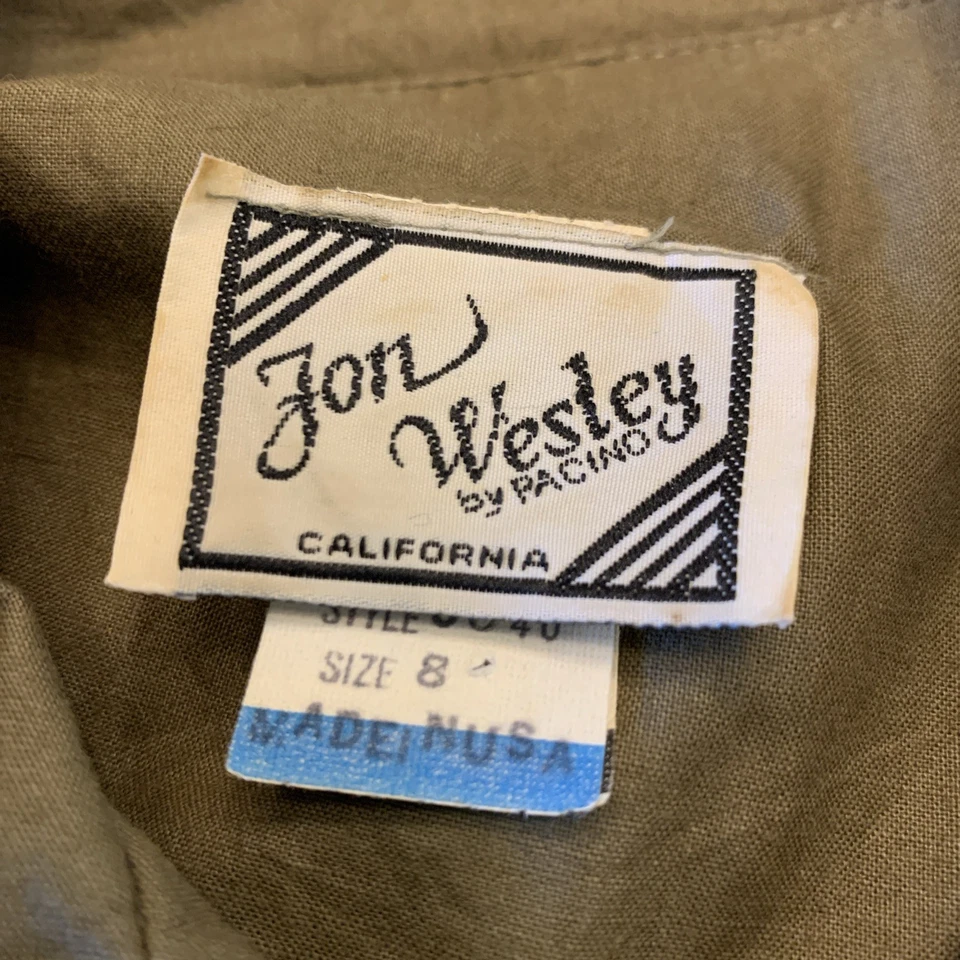 Macacão feminino vintage Jon Wesley Western Army verde década de 1980 tamanho 8 Rockabilly - Imagem 4 de 4