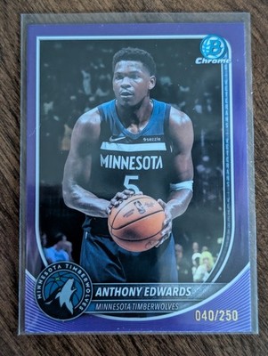 2025 Bowman Chrome #BCV-103 Anthony Edwards Purple Refractor 40/250 - Wolves