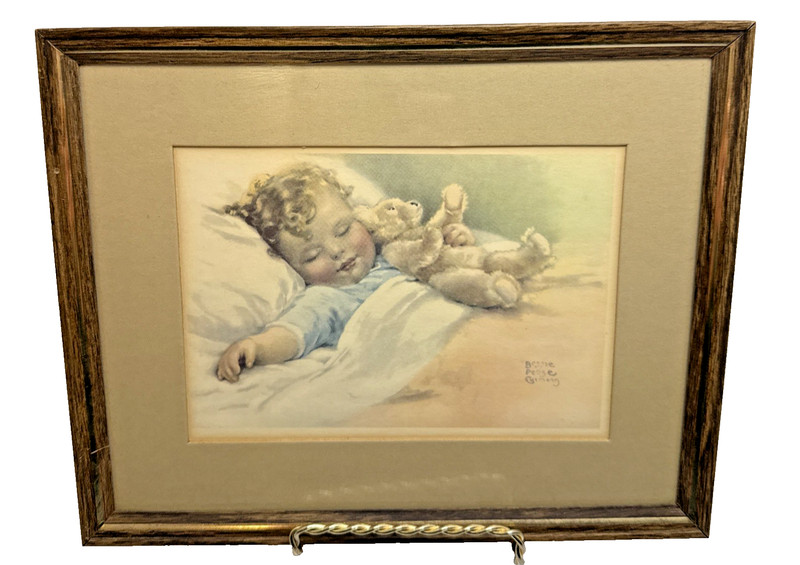 Vintage Bessie Pease Gutmann - Happy Dreams - Framed Lithograph Print