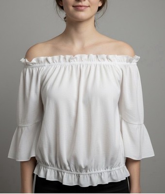 Devlin White Off The Shoulder Ruffle Peplum Blouse size M