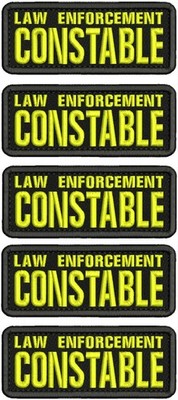 LAW ENFORCEMENT CONSTABLE 5 EMB PATCH 2X5 sew ON BACK BLK/YELLOW