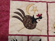 Do the Funky Chicken Handmade Quilted Wall Hanging Quirky Tapestry Decor 22x39"