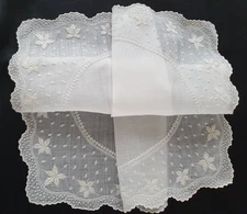Embroidered Bridal Handkerchief 19th Century Era