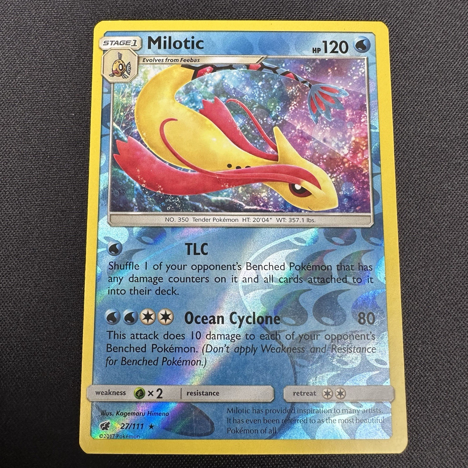 Milotic Reverse Holo 27/111 S&M - Crimson Invasion Pokemon TCG - NM
