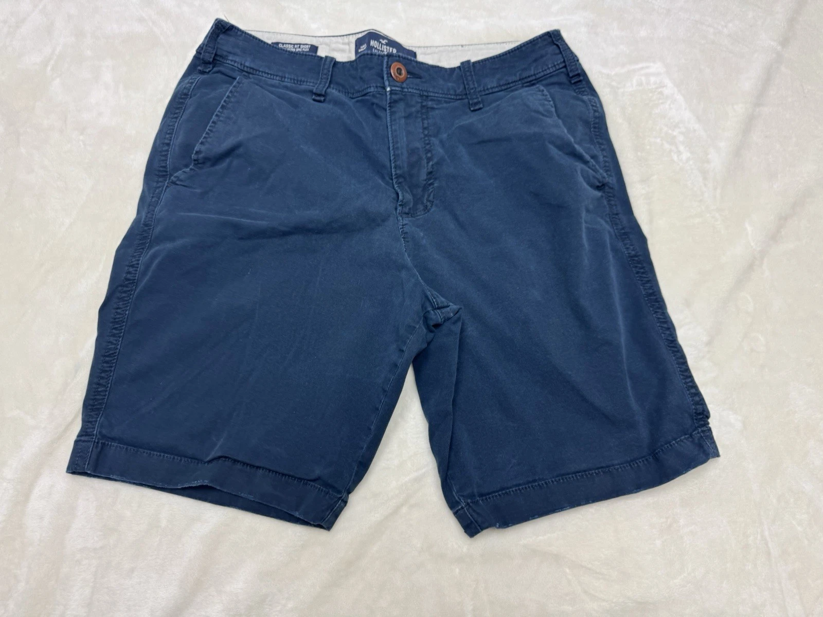 Hollister Shorts Mens 33 Blue Chino Khaki Classic Fit Epic Stretch Preppy