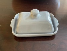 Verano Spanish Ceramics Butter Dish in Rustic pastel Grey