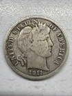 1911-D Barber Liberty Head Dime 90% silver Actual coin VF Coin