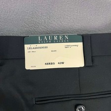 Lauren Ralph Lauren Men's Black Dress Pant 43X36 - Unhemmed 100 Wool