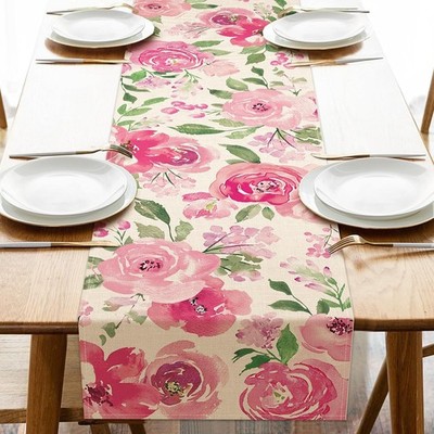 Spring Summer Watercolor Flower Placemats, Pink Peony Floral Dining