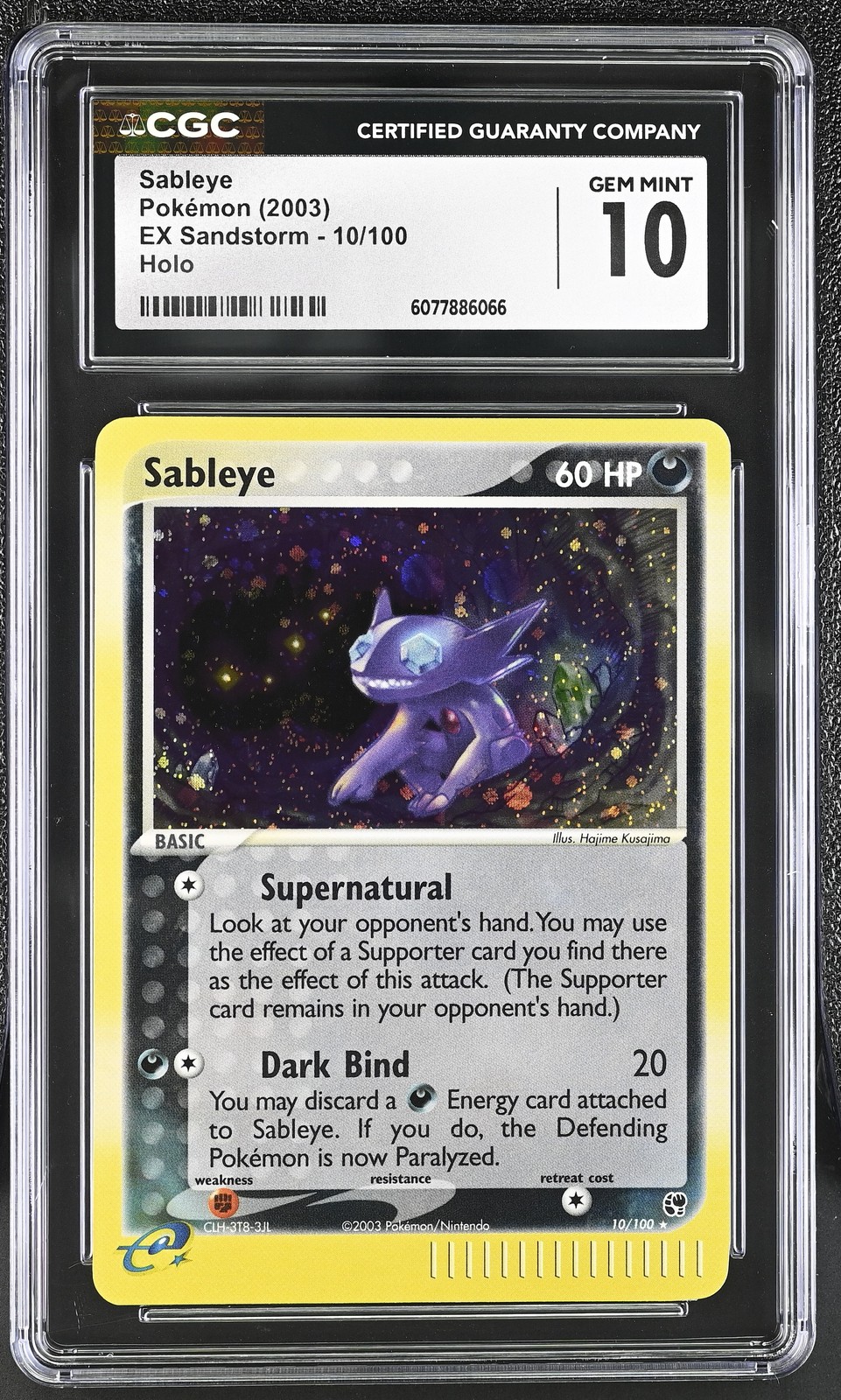 CGC 10 GEM MINT Sableye 2003 EX Sandstorm 10/100 Holo SWIRL Pokemon Card
