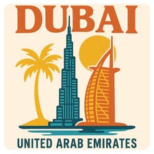Dubai United Arab Emirates Vintage Design Souvenir Decorative Magnet/Sticker
