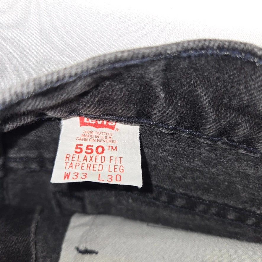 Levi's Red Tab 550 Black Denim Jeans Men’s 33x30 (Actual 31x29) 90’s USA Vintage - Image 3 of 4