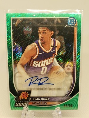 Ryan Dunn 2025-26 Bowman Chrome Green Shimmer Refractor Auto #/99 Phoenix Suns