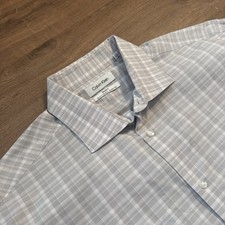Calvin Klein Steel Plus Slim Fit Stretch Light Green Men's Dress Shirt XL 17 1/2