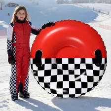 Snow Tube Kids Snow Inflatable Sled Black  White Checkered 36 Inch Cold