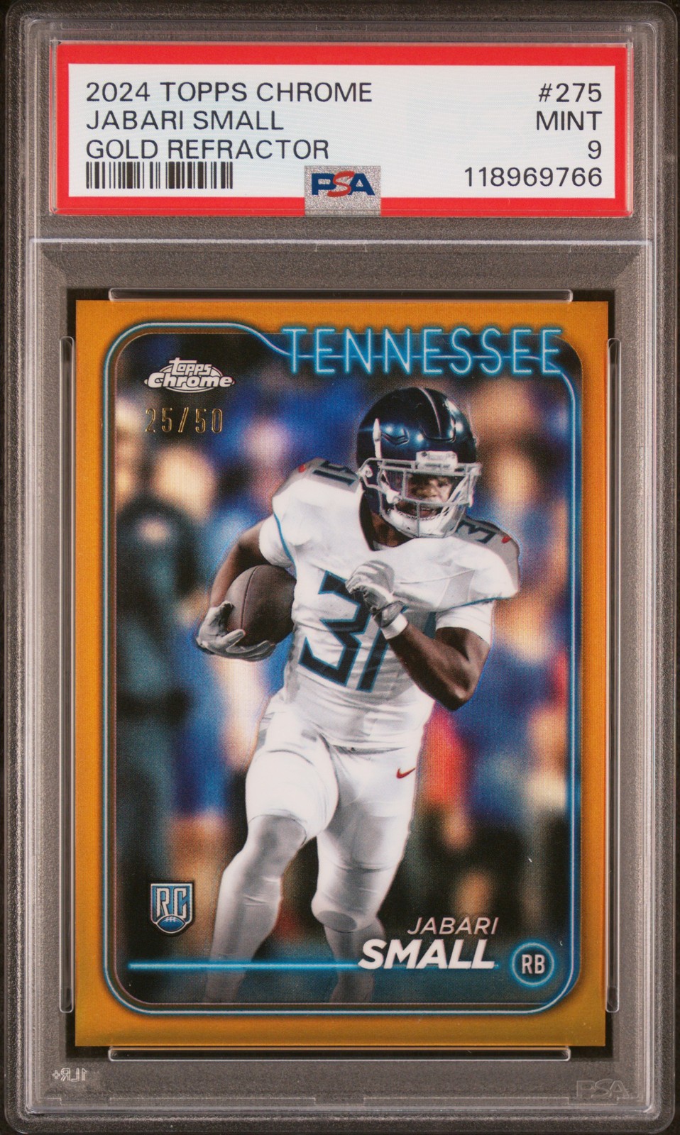 2024 TOPPS CHROME GOLD REFRACTOR #275 JABARI SMALL 25/50 PSA 9