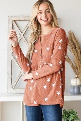 Heimish Star Print Babydoll Top - Size Large - NEW