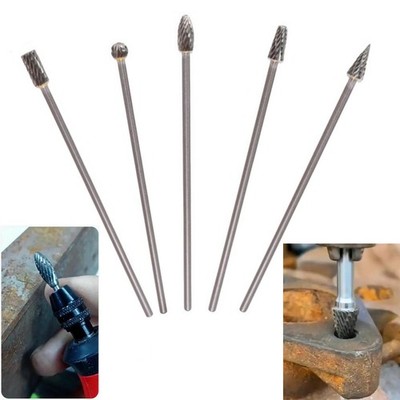 5tlg. Rotationsfr?ser-Set Single Cut 3x6x100 mm Vollhartmetall f��r Werkzeug- u