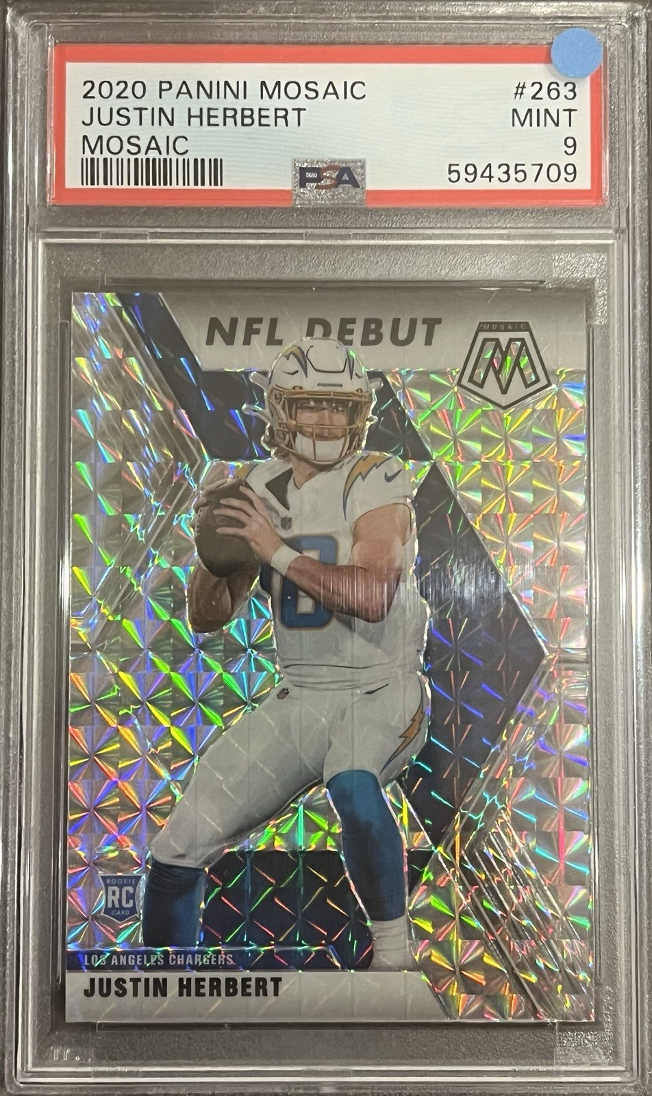 2020 Panini Mosaic Justin Herbert #263 Mosaic Silver Prizm RC | PSA 9 |