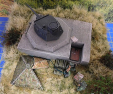 1:72 für Diorama: 1 kl. Bunker mit Pz III-Turm mit 5 cm L/60 o. L/42 (3d Druck)