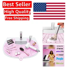 Textured Silicone Sink Cover for Makeup Brush Cleaning & Organization - Pink