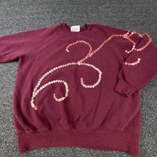 Vintage Bassett-Walker Sweatshirt Mens XL Red Button Swirl Pullover Made USA 80s