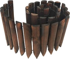 Garden Wooden Short Fence Burnt Wood Finish Outdoor Landscape Edging Flexible